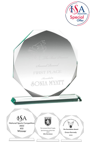 ISA Personalised OCTAGON JADE GLASS AWARD (13.5cm) - OCT001