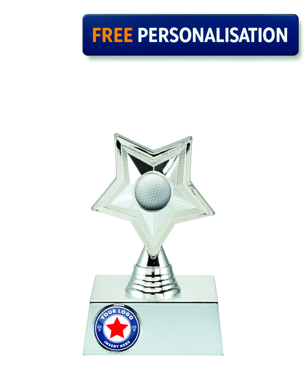 14.5cm SILVER STAR SHINE HOLDER GOLF AWARD - P531.01 + N31.01 | Trophyme