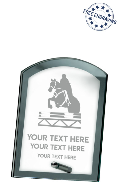 Show Jumping Laser Mirrored Glass Award (15cm) - GP307