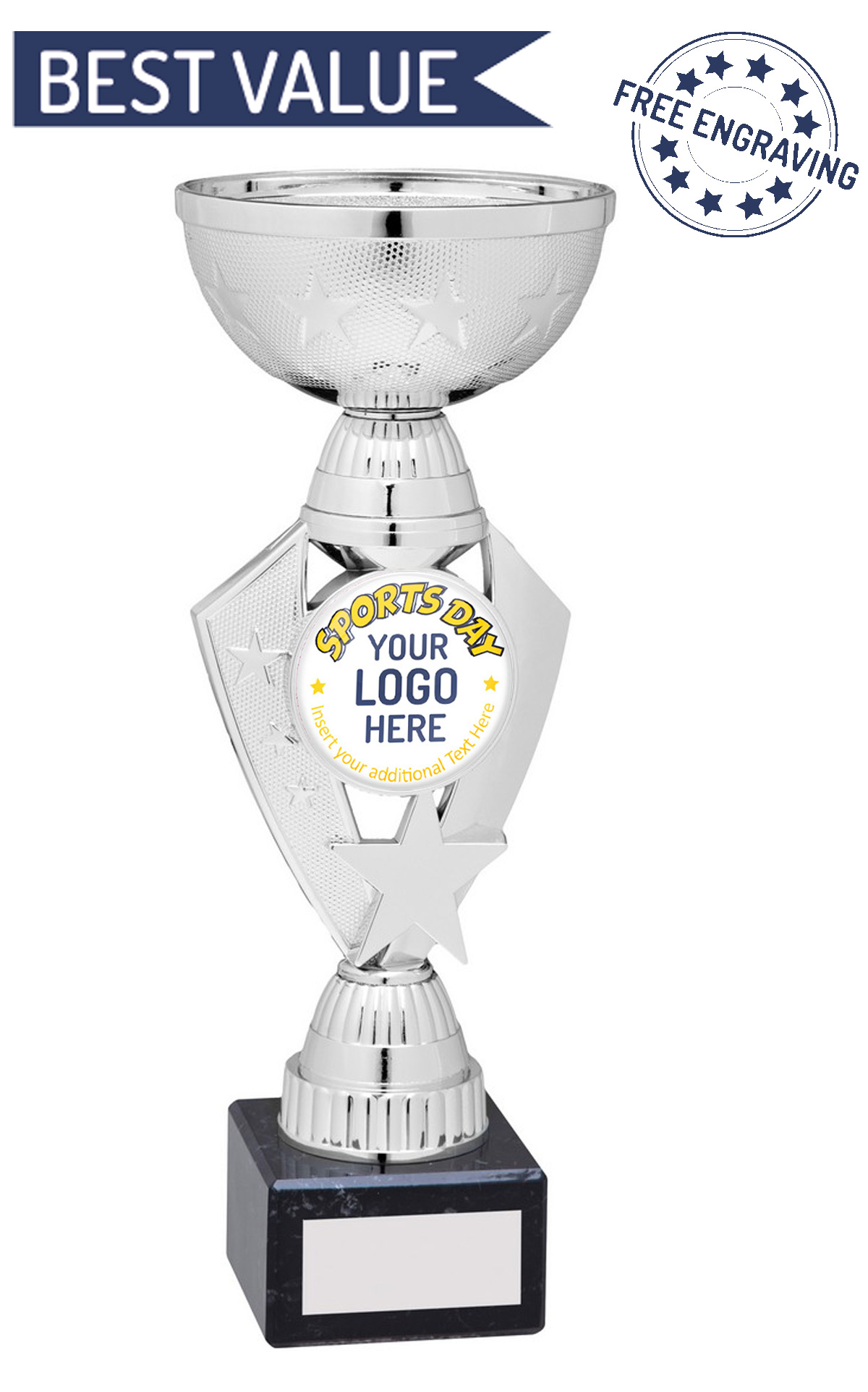 Silver Sports Day Star Cup | FREE Logo | FREE Engraving | FAST Delivery ...