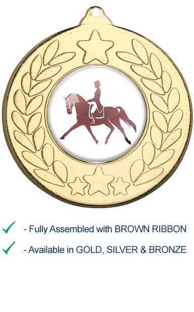 Dressage Medal with Brown Ribbon - 9459G