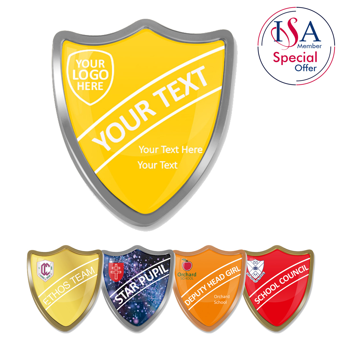 Silver ISA Personalised SHIELD BADGE - (35mm)