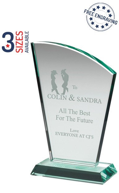 CURVED EDGE GLASS AWARD - 15mm thickness - Presentation Box - JBG1050