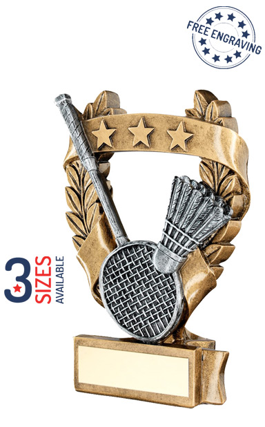 Badminton 3 Star Wreath Resin Trophy- RF489