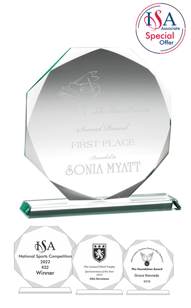 ISA Personalised OCTAGON JADE GLASS AWARD (16.5cm) - OCT002