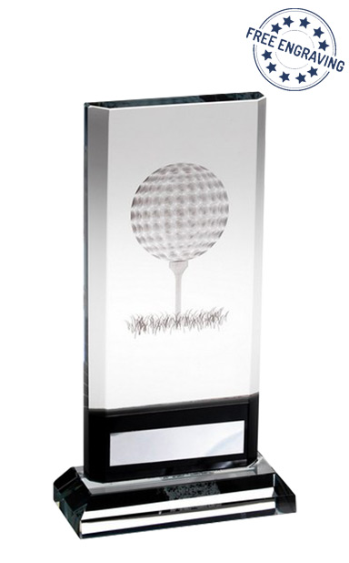 Large Rectangle Glass Golf Award (21cm) 8.25"- TD402GC