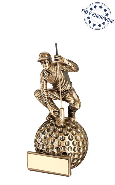 Small Crouching Golfer Resin Trophy (17.1cm) - RF258A