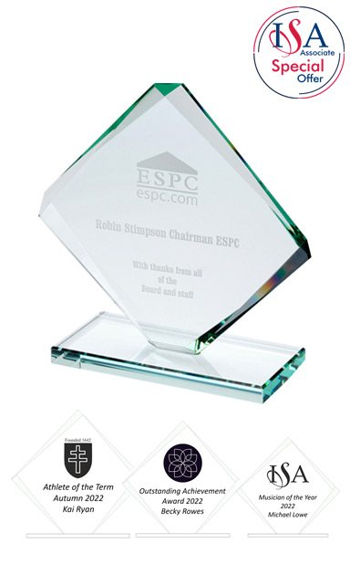 ISA Personalised DIAMOND GLASS AWARD (13.5cm) - DIA001