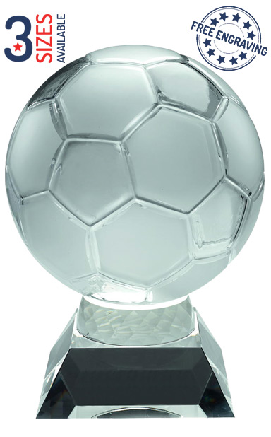 Frosted Glass Football Trophy - Free Presentation Box - JB200