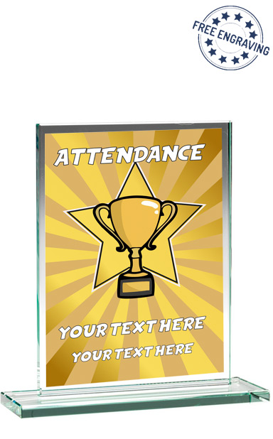 GOLD SCHOOL ATTENDANCE STAR GLASS PLAQUE (16.5cm)