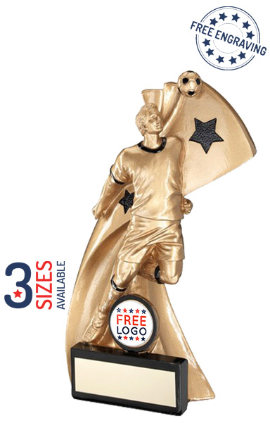 Bright Gold Star Footballer Heading Ball Award - RF977