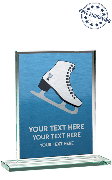 ICE SKATING COLOURED GLASS PLAQUE (16.5cm)