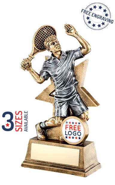 MALE TENNIS PLAYER RESIN TROPHY - RF187