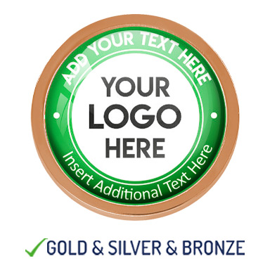 BESPOKE YOUR LOGO & TEXT ROUND METAL BADGE - GREEN - 22mm