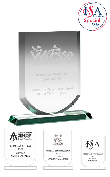 ISA Personalised SHIELD JADE GLASS AWARD (19.25cm) - SHD003