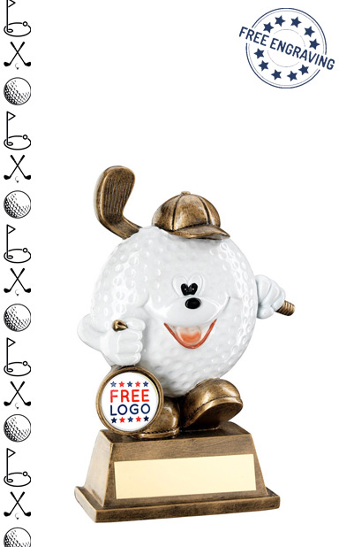 White Comedy Golf Ball Figure Resin Trophy (14.6cm) - RF102