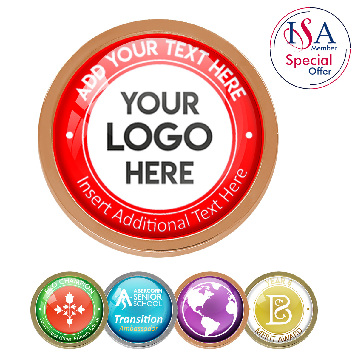 Bronze ISA Personalised ROUND METAL BADGE - 22mm