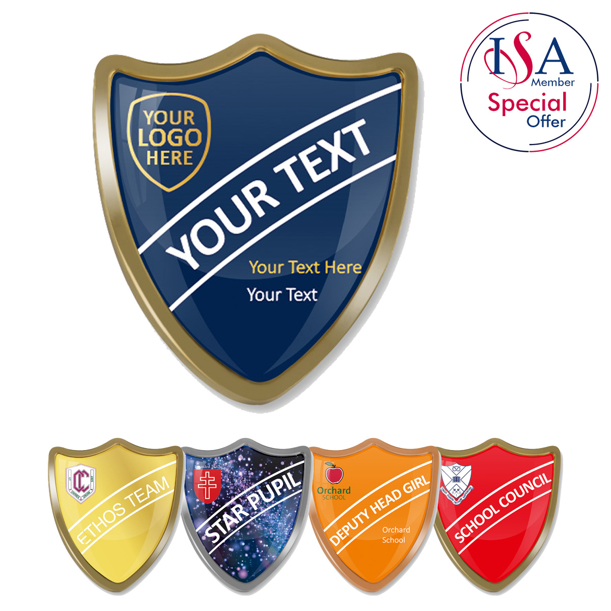 Gold ISA Personalised SHIELD BADGE - (35mm)