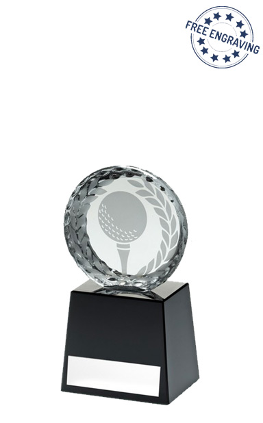 Small Round Glass Golf Award  (10.8cm) - CBG16A