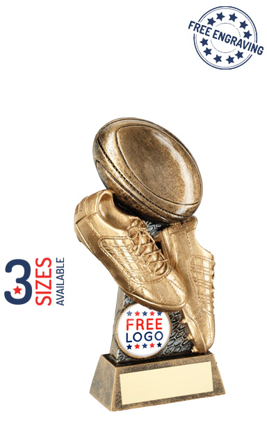 Rugby Boot & Ball on Riser Resin Trophy- RF284