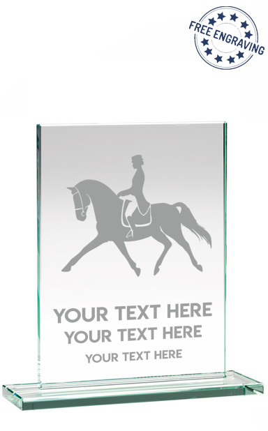 Dressage Laser Engraved Glass Plaque (16.5cm)