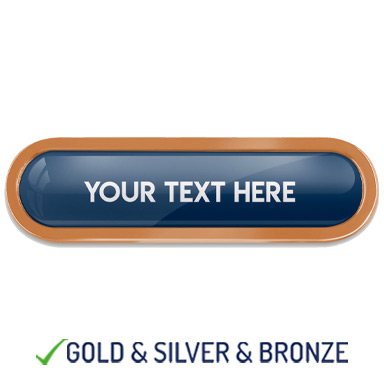 BESPOKE YOUR TEXT METAL BAR BADGE - NAVY BLUE - 45mm