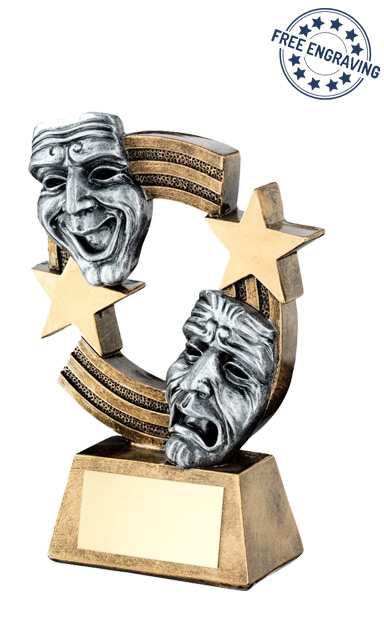 PQA Drama Masks with Stripes & Stars Resin Trophy - PQA-RF780