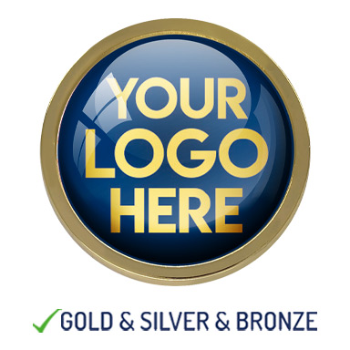 BESPOKE YOUR LOGO ROUND METAL BADGE - NAVY BLUE- 22mm