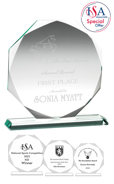 ISA Member OCTAGON JADE GLASS AWARD - 9mm thickness - Presentation Box - OCT00